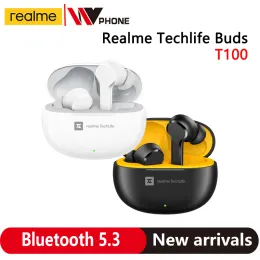 Headphones Realme TechLife Buds T100 Bluetooth 5.3 AI ENC Ture Wireless Headphones Long Battery Life TWS IPX5 Waterproof Sport Headset