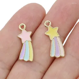 Charms 10pcs złota emaliowana gwiazda Rainbow wisiorek do biżuterii Making Kolczyki Bransoletka Naszyjnik