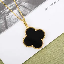 Designer Van cl-ap High version Fanjia Plated 18 Gold Clover Necklace Female White Fritillaria Big and Small Flowers Ten Twenty Long Sweater Chain AYG4