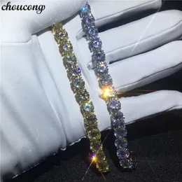 Vecalon Handmade Tennis bracelet White Yellow Gold Filled 8mm 5A Zircon cz Wedding bracelets for women Fashion Jewerly2773