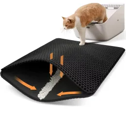 Housebreaking Katzenstreu-Matte für Katzentoilette, doppelschichtige Katzenstreu-Unterlage, wasserdichte, urinsichere Fangmatte für Katzenreinigungswerkzeuge auf dem Boden