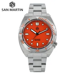 Saatler San Martin Diver 40mm Moda Erkekler Paslanmaz Çelik Çerçeve YN55 Otomatik Mekanik Sapphire 20 Bar BGW9 Aydınlık