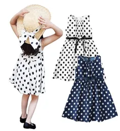 Girl039s Dresses 16 Years Born Baby Girl Clothes Princess Dress Navy White Polka Dot Print Sleeveless Bowtie Aline Party For 2412285