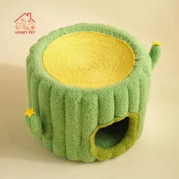 Mats Cactus Shaped Sisal Hemp Material Cat Nest Pet Products Cute Claw Plate Durable and Durable Simple and Rural Style Pet Bed