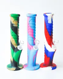 Silicone Bongs 8 2 inches Silicone Water Pipe 6 Colors With 14 4mm Joint Glass sets Dab Rigs Unbreakable Oil Rig Bubbler Pipes234J5763039