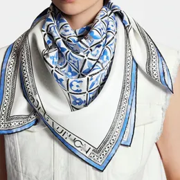 2024Classic floral tile pattern scarf Square Scarf Outdoor Shawl Silk Turban Beach Wrap Fashion Women Scarves