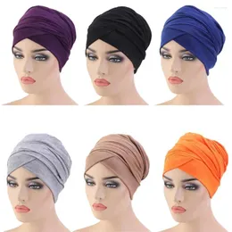 Roupas étnicas Mulheres Muçulmanas Chemo Cap Chapéu Hijab Turbante Malha Lenço Perda de Cabelo Cabeça Envoltório Índia Cauda Longa Bandanas Cor Sólida Lenço