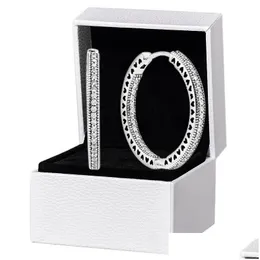 Серьги-кольца Huggie с большими блестящими сердечками, подлинные женские украшения из стерлингового серебра 925 пробы с покрытием из розового золота и оригинальной коробкой Fo Dhmsw