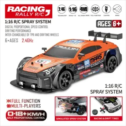 Carros RC Carros 2.4G 4WD 1:16 Grande Spray Carro de tração de alta velocidade Dois tipos de pneus Edição clássica Carro de corrida profissional para presentes