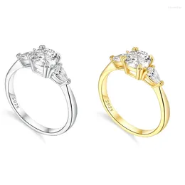 Cluster Rings Diamond Test Passed 1 D Color South Africal Moissanite Wedding Ring S925 Silver Yellow Gold Plated White Sapphire