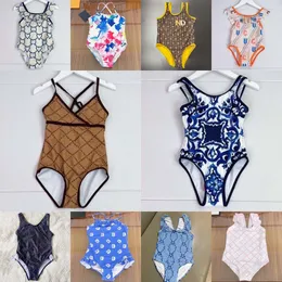 Çocuklar tek parçalı şerit iplik mayo sevimli yaz kafa kontrol desen kız mayo seti moda rahat kıyafetler çocuk bikinis v93w#