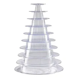 Smyckespåsar Väskor 10 Tier Cupcake Holder Stand Round Macaron Tower Clear Cake Display Rack For Wedding Birthday Party Decor204y