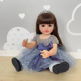 Bebekler NPK 22inch Tam Vücut Ayakta Toddler Kız Bebek Yeniden doğmuş Prenses Betty Uzun Saç Elbise Yumuşak Sevimli Vücut Hediyeleri