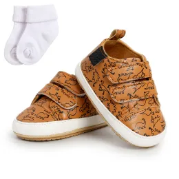 Utomhus Baywell nyfödd baby softsoled nonslip sneaker småbarn casual skor + strumpor sätter spädbarn födelsedagspresenter 018m