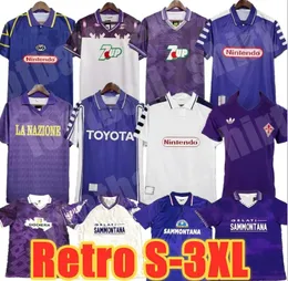 Retro piłka nożna Batistatuta Edmundo Rui Costa Fiorentinas Home Away Football Shirt Camisas de Futebol 89 90 91 92 93 94 95 96 97 98 99 00 Długie rękaw