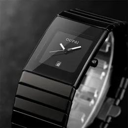 OUPAI квадратные мужские часы деловые водонепроницаемые кварцевые черные керамические наручные мужские Relogio Masculino hodinky erkek kol saati 210609180T
