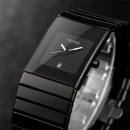 OUPAI Square Men Watch Business Waterproof Quartz Black Ceramics Wrist Male Relogio Masculino hodinky erkek kol saati 210609180T