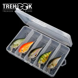 Iscas Trehook 5pcs 6cm 12g Crankbaits Conjunto de isca de pesca flutuante Pike Wobblers Kit de isca artificial Kit de equipamento de pesca Conjunto de iscas de chocalho