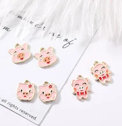 100PCSlot Enamel Pig Charms PendantFarm charmsPig Family Pink Necklace findings Diy Jewelry Accessories8689740