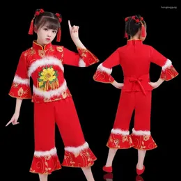 Stage Wear Wear Infantil Yangko Dance Style Fantases Girls National Hand Performance Roupas de ano de ano