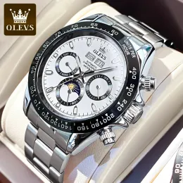 Watches Olevs Automatic Watches Waterproof Stainless Steel Luminous Month Phase Date Watch for Men Brand Wristwatch Mechanical