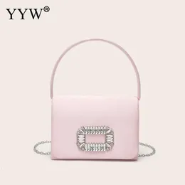 Rosa Mini-Handtaschen für Damen, Bankett-Abend-Clutch-Taschen mit Kette, lässig, kleine Party, eleganter Modus, PU-Leder, Bgas 240223