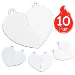 Tags 10Pair/lot Stainless Steel Couple Necklace Pendant Love Heart Puzzle Tag Chains Dog Collars Jewelry Birthday Gift Accessories