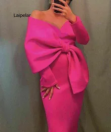 2022 Women Long Party Dresses Bare Shoulder Big Bow Large Size Slim Bodycon Dresses Celebrity Birthday Dinner Occasion Gowns 3XL G7120980