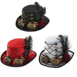 Berets Steampunk Top Hat For Men With Goggles Time Dropship