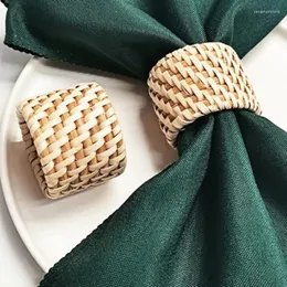 Tampas de bola 1 pcs artesanal trançado rattan guardanapo fivelas anéis naturais para mesa de jantar titular decorações de festa de férias