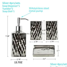 Toothbrush Holders Gold/Sier Bathroom Accessories Sets Ceramics Lotion Soap Dispenser Tumbler Dish Complete Accessroy 210709 Drop De Dhnmw
