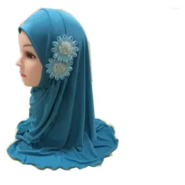 Ethnic Clothing (2-6years Old ) Can Pick Colors Beautiful Muslim Girl Hijab With Two Flowers 50 30cm