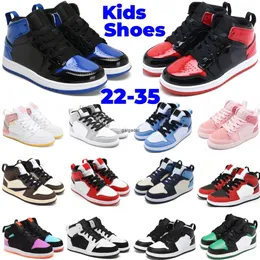 Kids Shoes 1s 1 Basketball High Sneakers Boys Girls Mid I Outdoor Sport Children Running Trainers Kid Youth Shoe Toddler Athletic Sneaker Bred Grey Mulit Size eur 2 24