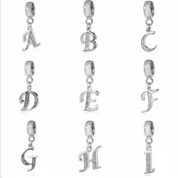 Buchstaben-Charms für europäische Armbänder, Halsketten, authentisches 925er Sterlingsilber, A-Z-Anhänger, Perlen, DIY-Alphabet-Zubehör, Passformherstellung, 239 W