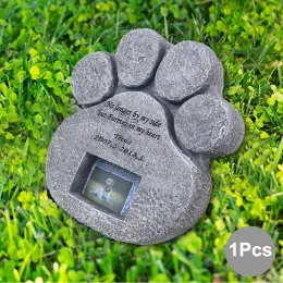 Gravestones Memorial Tombstone för husdjur Keepsake Gravestone Tomb Dog Cat Paw Print Animal Funeral Footprint Shaped kan sätta foton