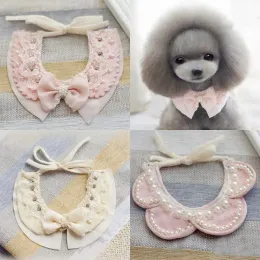 Accessori Accessori per cani da compagnia Cravatte BowKnot Collana per cani fatta a mano Cravatte per cuccioli per cani di piccola taglia Collare di pelliccia Adornano Forniture per toelettatura di perle