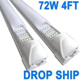 LED Shop Light Fixture, 4FT 72W 6500K Cold White, 4 Foot T8 Integrated LED Tube Lights, Plug in Warehouse Garage Lighting, 4 Rows, High Output, Linkable Cabinet crestech