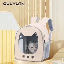 Carrinhos Oulylan Pet Cat Carrier Bag Respirável Portátil Gato Mochila Ao Ar Livre Viagem Transparente Saco Para Gatos Transportando Pet Suprimentos