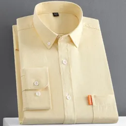 Плюс размер S6XLПовседневные однотонные мужские рубашки с длинными рукавами из 100% хлопка Оксфорд стирка стандартное платье на пуговицах для мужчин 240227