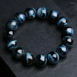 Strand 5a Lightning Blue Tiger Eye Bracelets Men أعلى جودة الحجر الطبيعي حبات مرونة الحبل للنساء المجوهرات