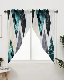Curtain Marble Tropical Plant Triangular For Cafe Kitchen Short Door Living Room Window Curtains Drapes