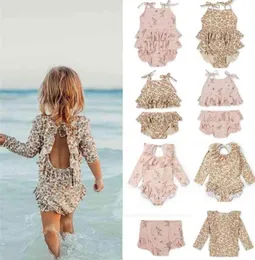 طفل فتيات الفتيات يسبحون في الصيف KS Baby Hawaii Cloths Kids Flower Swimwear الأطفال السباحة