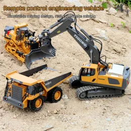 Cars Rc Car Rechargeable Radio Remote Control Excavator Dump Electric Truck Bulldozer Crawler Engineering Vehicle Toy for Boys Gifts