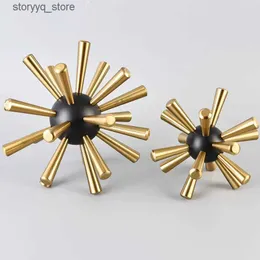 Other Home Decor Metal Artifact Round Ball Prickly Ball Abstract Geometric Ornaments Sea Urchin Metal Figurine Home Decoration Accessories Q240229