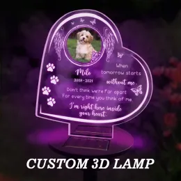 Gravestones Custom 3D Lamp Pet Memorial Gifts Solar Light Base Custom Photo Night Lights Pet Dog Loss Gifts Cemetery Memorial Gifts Garden