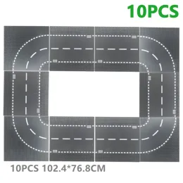 Blocos de construção conjuntos vista rua cidade estrada base placa reta encruzilhada tjunction cidade estrada base placa brinquedos para crianças