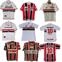Sao Paulo Mens 축구 유니폼 홈 화이트 어웨이 레드로 축구 셔츠 Camisetas de Futebol Short Sleeve 07 08 93 94 99 00 1991 1999 2007 2008 1993 Elivelton Anilton