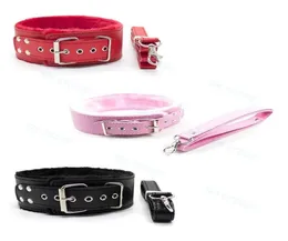 Bondage Restriant Fetish Plush Furry Faux Leather Neck Collar Choker med koppel cosplay AU543274425