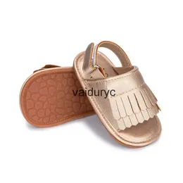Första Walkers Summer New Baby Sandals Girl Shoes Flats Pu Gold Anti-Slip Rubber Sole Tassel Newborn Walker Toddlerh2422902