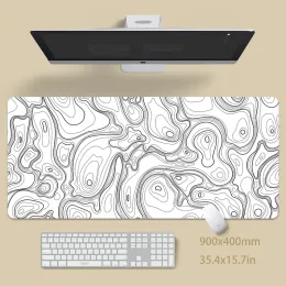 Möss svartvit stor musmatta spelmuspad stor spelare mousepads 39.3x19.6in gummi tangentbord mattor skrivbord pad hd mus kuddar